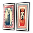 thumbnail image 3 of Designart "Retro Stamp Alpaca Portrait Illustration III" Alpaca Framed Wall Art Set Of 2 - Traditional Red Frame Gallery Set For Office Decor, 3 of 6