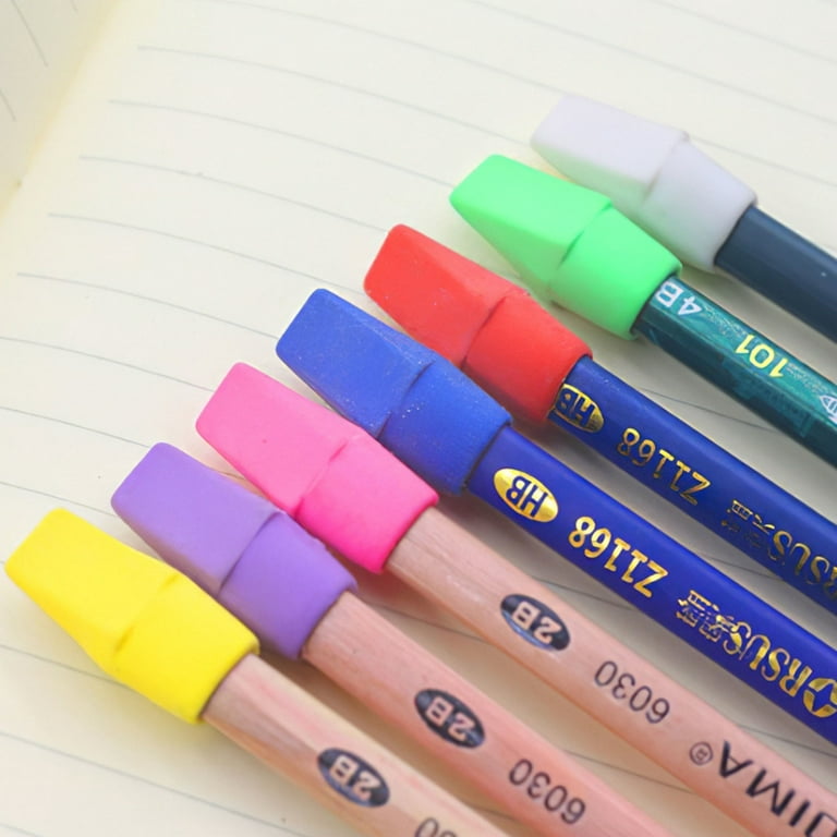 50/100pcs Erasers Pencil Top Caps Chisel Shape Eraser Student Supplies Stationery Pencil Erasers