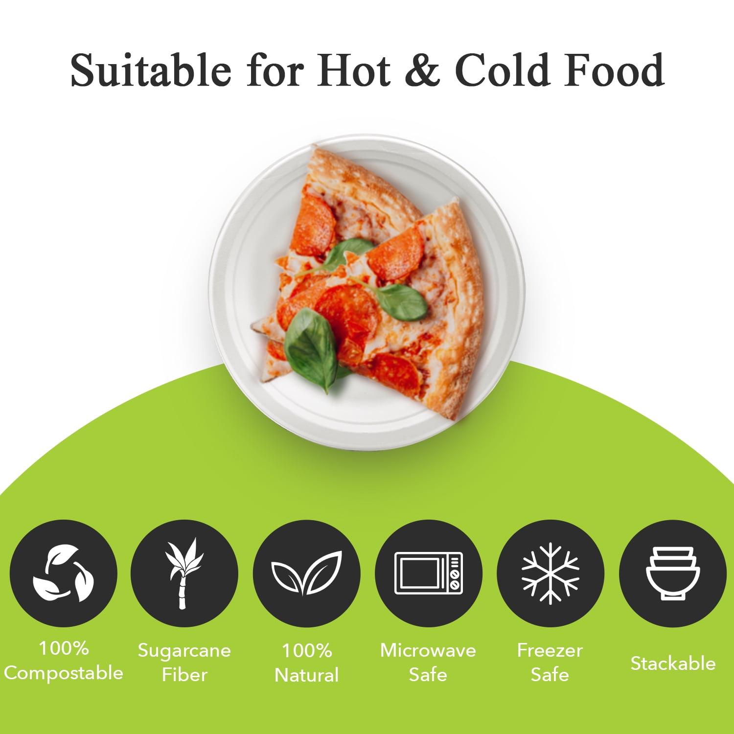 Three Leaf 6" Bagasse Round Disposable Plates 1000 Ct Heavy-Duty Eco-Friendly Biodegradable Compostable White Sugarcane Plates for Parties Catering BBQ and Events