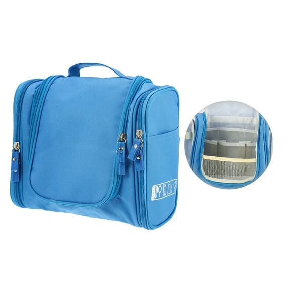 Vocoste 1 Pc Travel Makeup Bag Travel Toiletry Organizer Makeup Brush Holder Waterproof Oxford Cloth Blue