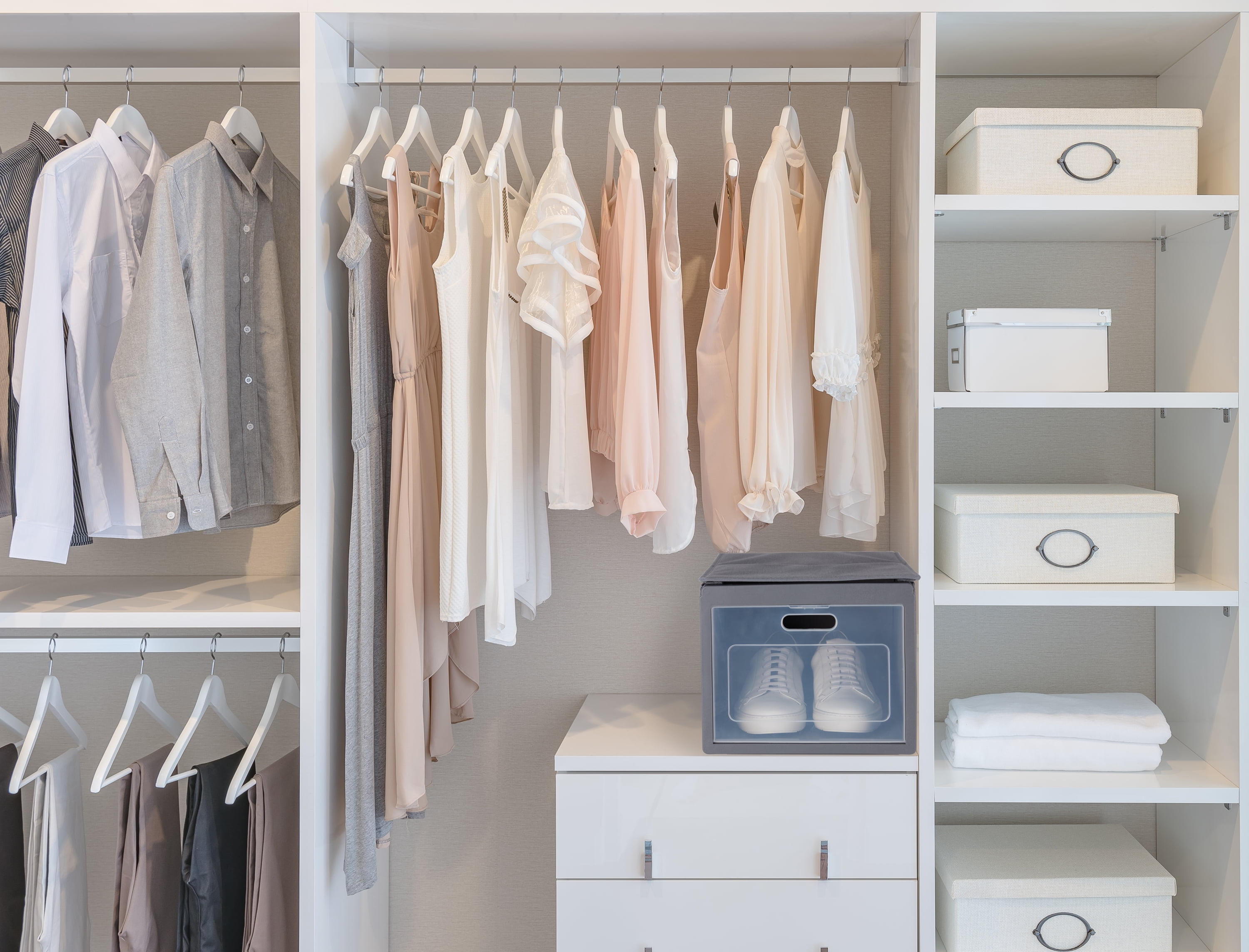 Mainstays Grey Stackable Fabric Shoe Storage Organizer for Closets
