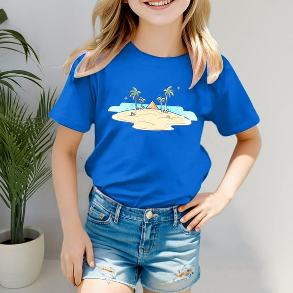 Kids Shirts For Girls Summer Toddler Girl Short Sleeve Shirt Oversized Toddler Summer Outfit Girls T Shirts 6-7 Years Cute Girl Clothing