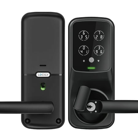 Lockly Secure Pro Digital Keypad Biometric Smart WiFi Latch Door Lock, Black