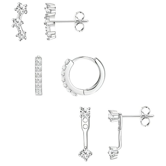 DESIGNICE 3 Pairs 925 Sterling Silver Hypoallergenic Earrings Set for Multiple Piercing Dainty 14K Gold Plated Stud Huggie Small Hoop Earrings for Women Trendy Cute Earring Stacks for Sensitive Ears