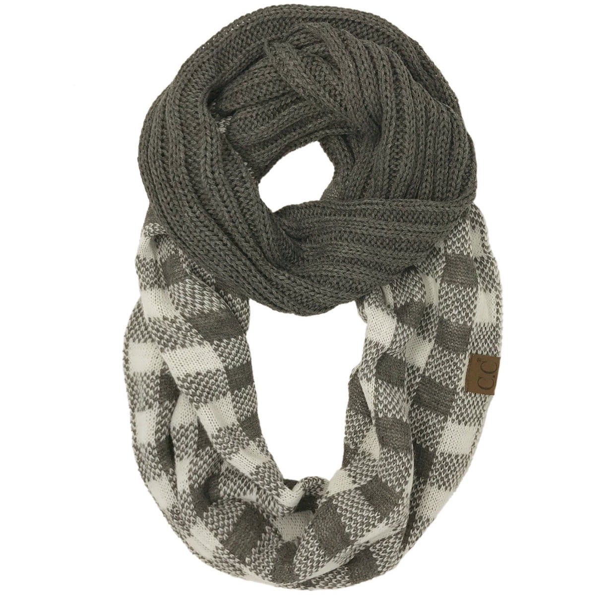 INFINITY SCARF Loop Cowl Blue Gray Grey Chunky Winter Handmade Soft Crochet Knit 