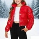thumbnail image 1 of Parkas de manga larga para niños, de invierno, de color liso, estilo corto, cálidas y gruesas, con cremallera, de poliéster., 1 of 6