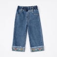 thumbnail image 4 of Gubotare Girls Jeans Toddler Baby Girl Boy Slim Jeans, Elastic Band Inside Ripped Denim Pants,Blue,8-9 Years, 4 of 9