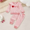 thumbnail image 2 of vigerkar Toddler Baby Girl Valentines Outfit Love Embroidery Crewneck Long Sleeve Sweatshirt with Pants 2Pcs Clothes Set (Red, 2-3 Years), 2 of 6