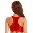 thumbnail image 2 of inlzdz Womens Oily Glossy U Neck Racerback Crop Tank Top for Sports Workout Burgundy L, 2 of 7