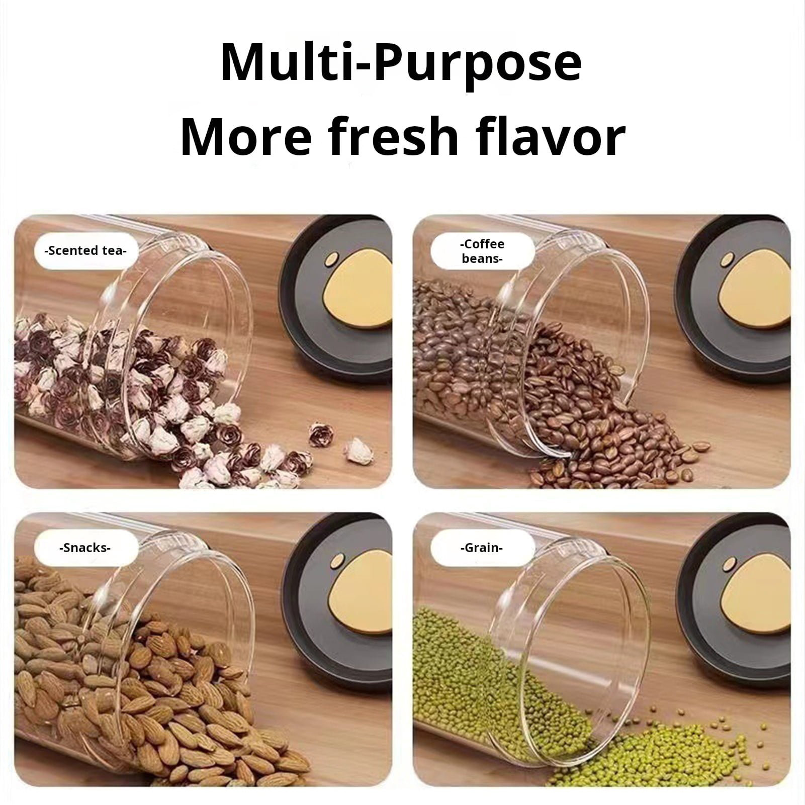 Homelife Vacuum Sealed Jar for Coffee Beans Airtight Food Storage Container Clear Glass Jars for Home Moisture-Proof Air Extraction Tank