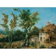 thumbnail image 2 of Nicolas Jacques Julliard 18x14 Gold Ornate Wood Frame and Double Matted Museum Art Print Titled - Animated Landscape with a Farm, 2 of 4