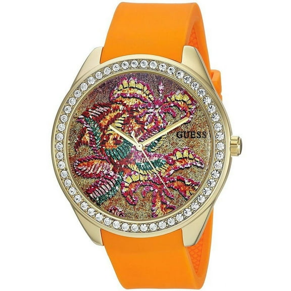 U0960L2 Women's Orange Silicone Band With Pink Analog Dial Watch NWT