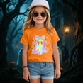 thumbnail image 2 of Caqnni Fall Pumpkin Shirts Girls Casual Autumn Thanksgiving Graphic Tees Halloween Tops Halloween T-Shirt (4-5 Years,Orange), 2 of 5