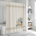 thumbnail image 6 of Summer Coastal Shower Curtain, Waterproof Shower Curtains for Bathroom, Nautical Beach Marine Life Beige Striped Washable Fabric Bathtub Curtain Set Bath Decor with 12 Hooks Long 72"x84", 6 of 8