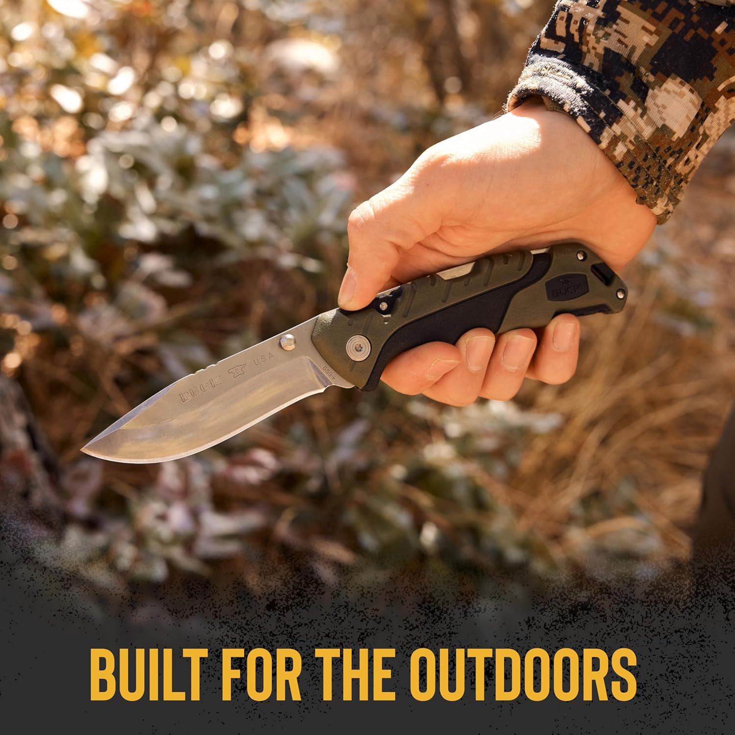 Buck Knives 659 Large Folding Pursuit Hunting Knife, 3-5/8" Blade, Nylon Handle, Green, 3.8 oz
