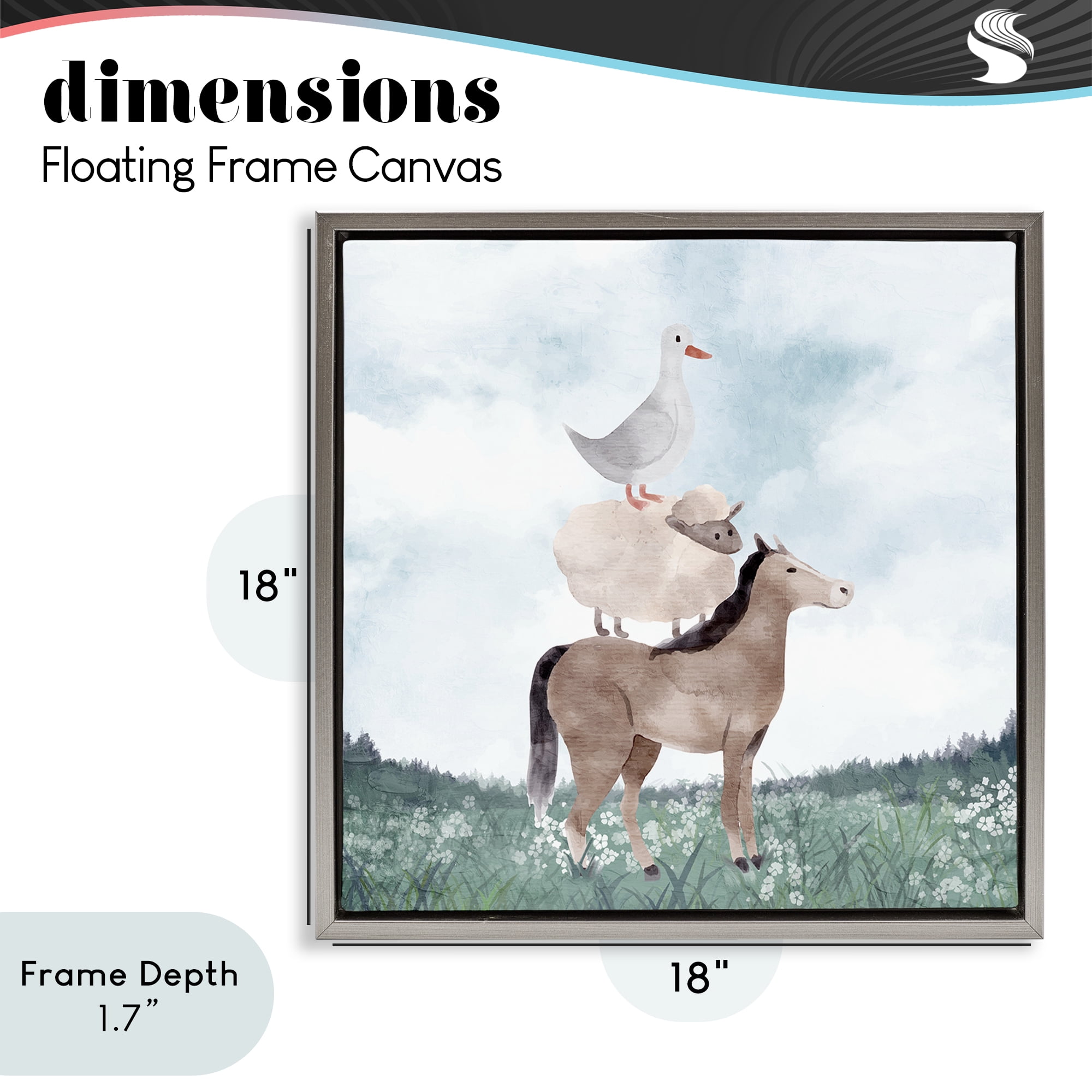 Stupell Industries Muted Blue Sky Farm Gray Framed Floater Canvas Wall Art, design by Kim Allen