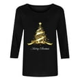 thumbnail image 5 of Wiyuqeen Christmas Shirts for Women 3/4 Sleeve Crewneck Graphic Tees Xmas Party Red Wine Glass T Shirts Plus Size Holiday Shirts, 5 of 7