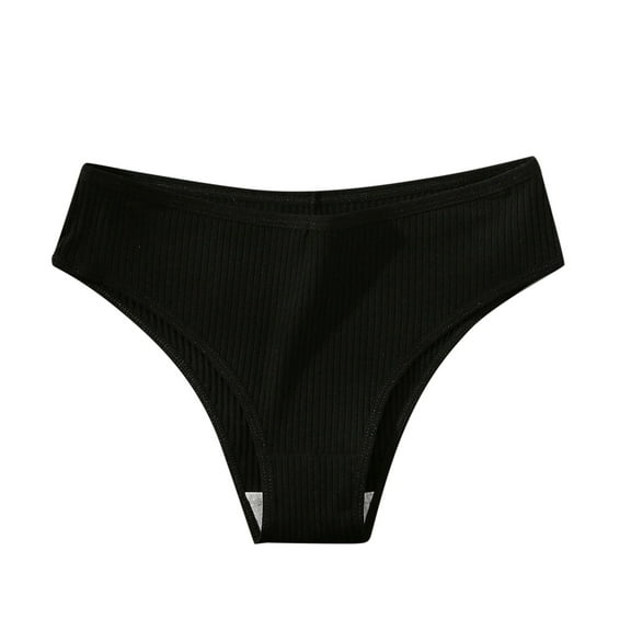 PMVFHDE Womens Comfortable Medium Waist Underwear All Season Cotton Gusset Breathable Solid Color Briefs Cotton Underwear For Women Black,XL
