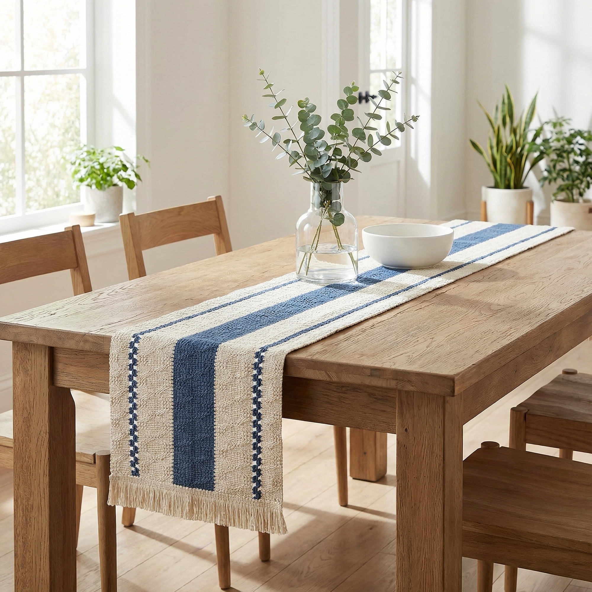 Unique Bargains Farmhouse Polyester Table Runner for Birthday Decoration Blue 11.8"x78.7"