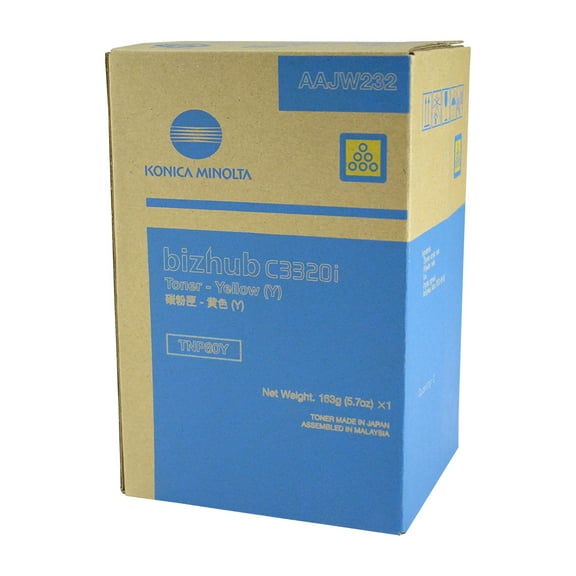 OEM konica minolta tnp80y (aajw432) toner cartridge, yellow, 9k yield - for use in konica minolta bizhub c3320i