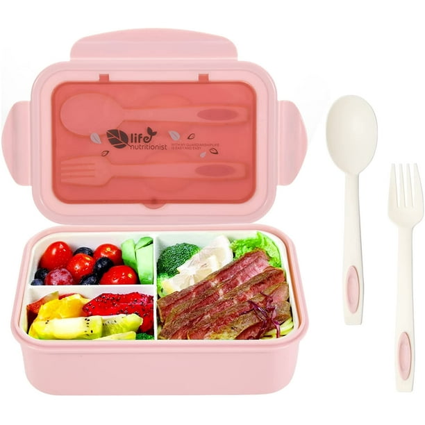 Lunch Boxes Bento Box Food Containers 1000 Ml Airtight Leakprooflunch Box 3 Compartment Sealed Bento Box With Fork And Spoon Bpa Microwave And Dishwasher Safe Meal Prep Containers Walmart Com