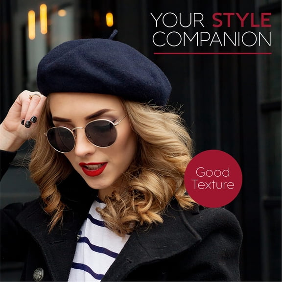 Minzimin Wool Beret Hat - Classic Stretchable - One Size Fits Most - Solid Color - Stylish Chic