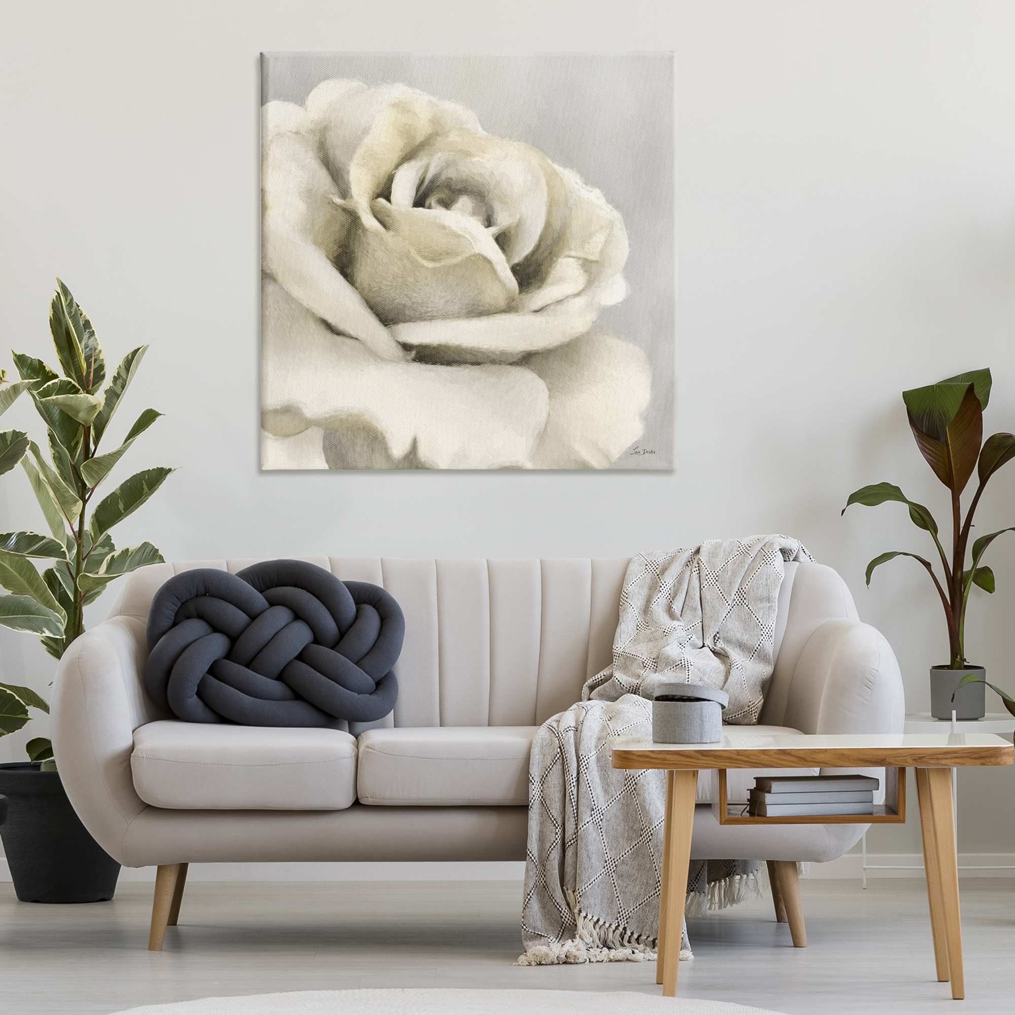 Stupell Industries Curling Rose Petals Botanical & Floral Painting Gallery Wrapped Canvas Art Print Wall Art, 36 x 36