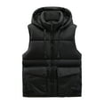 thumbnail image 2 of Men Hooded Padded Jacket Vest Fall Winter Plus Size Mens Warm Gilet Solid Color Sleeveless Jackets Waistcoat Outerwear with Pockets, 2 of 3
