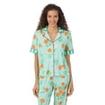thumbnail image 4 of Women's Beauty Sleep Social Cozy Jersey Notch Pajama Top & Cropped Pajama Pants Set Color: Orange Squeeze Size: SMALL, 4 of 5