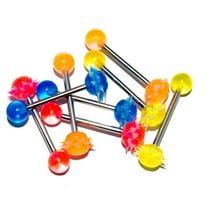 Pack of 8 Tongue Barbell 14G Surgical Steel with Silicone French Tickler End