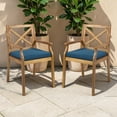 thumbnail image 2 of Tcbosik Outdoor Wood Dining Chairs Set of 2, Armchair with Cushion for Patio, Deck, Yard, Balcony, Backyard, Easy Assembly, Blue & Teak, 2 of 11