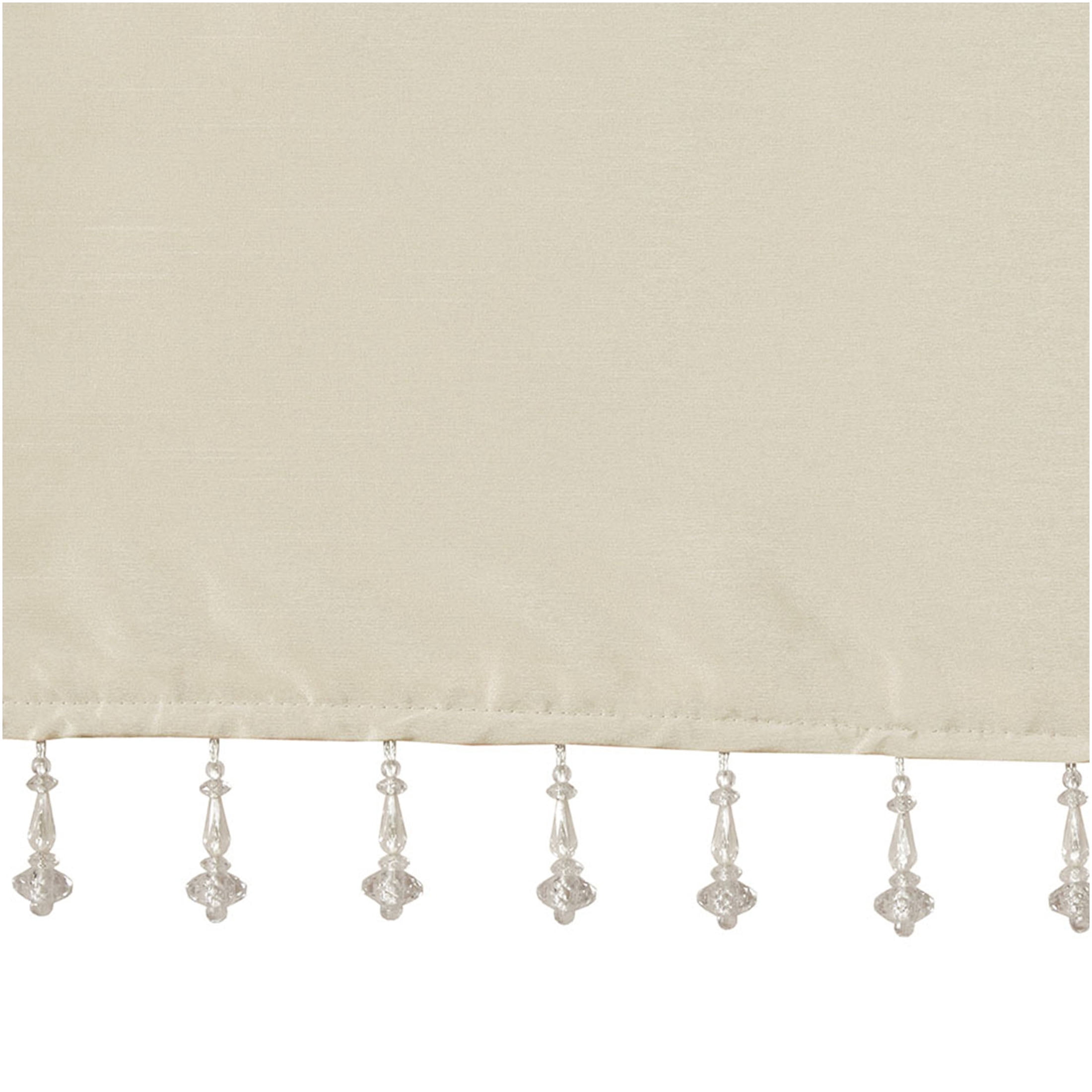 JERFIT Elegant Champagne Faux Silk Window Valance with Beaded Trim, 50x26 Inch Lightweight Blackout Valance for Living Room Bedroom