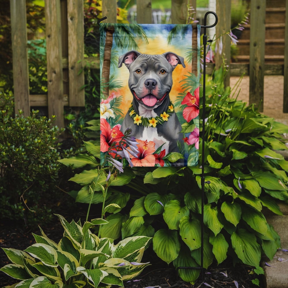 Pit Bull Terrier Luau Garden Flag 11.25 in x 15.5 in