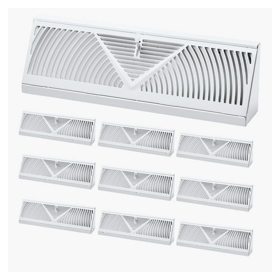 Floor Registers 15-Inch 10-Pack, HVAC Floor Vents, White Baseboard Registers, Metal Air Vent Covers for Home, Adjustable Airflow, Easy Installation