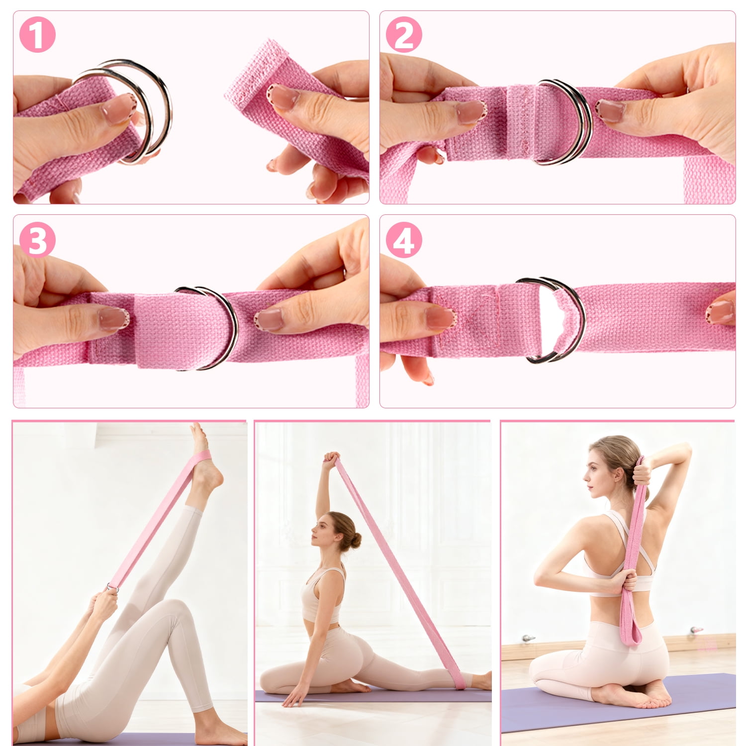 Merryhome  5‑in‑1 Pilates Ring Set – 15" Pilates Ring, 9.8" Mini Ball, 70" Stretch Strap, Resistance Band, NBR Material, Home Workout Kit for Women