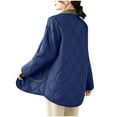 thumbnail image 4 of Olyvenn Women Quilted Padded Coat Winter Warm Outwear Long Sleeve Stand Collar Corduroy Pocket Plus Size Overcoat Dark Blue 10, 4 of 4