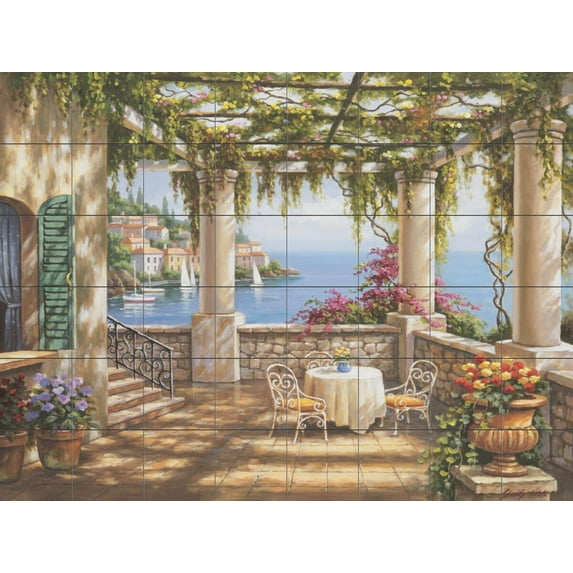 Tile Mural Kitchen Backsplash - SK-Morning Terrace II - by Sung Kim