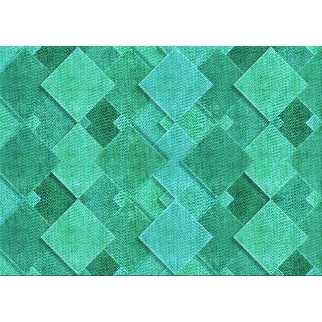 Ahgly Company Tapis Rectangulaire Lavable en Machine Intérieur Transitionnel Turquoise Foncé Vert, 8 Pieds x 10 Pieds
