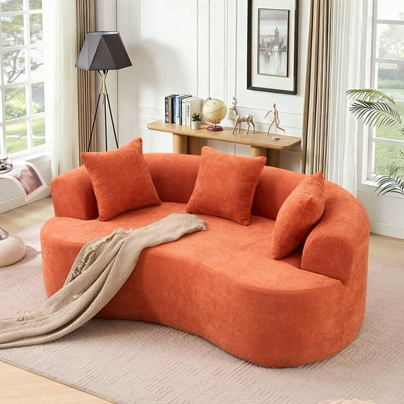 Timbernest 79" Modular Sofa Deep Seat, Curved Sofa Living Room, Modern Cloud Couch, No Assembly, Orange