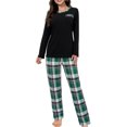 thumbnail image 6 of MecTo Pajamas Set for Women Casual Long Sleeve Plaid Crew Neck Sleepwear with Chest Pocket Sleepwear Loungewear,PJ Set 2 Piece (Women's), 6 of 7