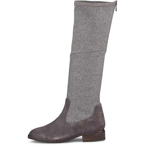 Klub Nico Zuri Grey Fashion Side Zip Suede Stacked Heel Riding Knee High Booties