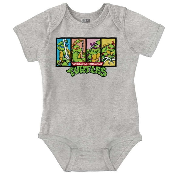 TMNT 90s Retro Turtle Cartoon Logo Romper Boys or Girls Infant Baby Brisco Brands 12M