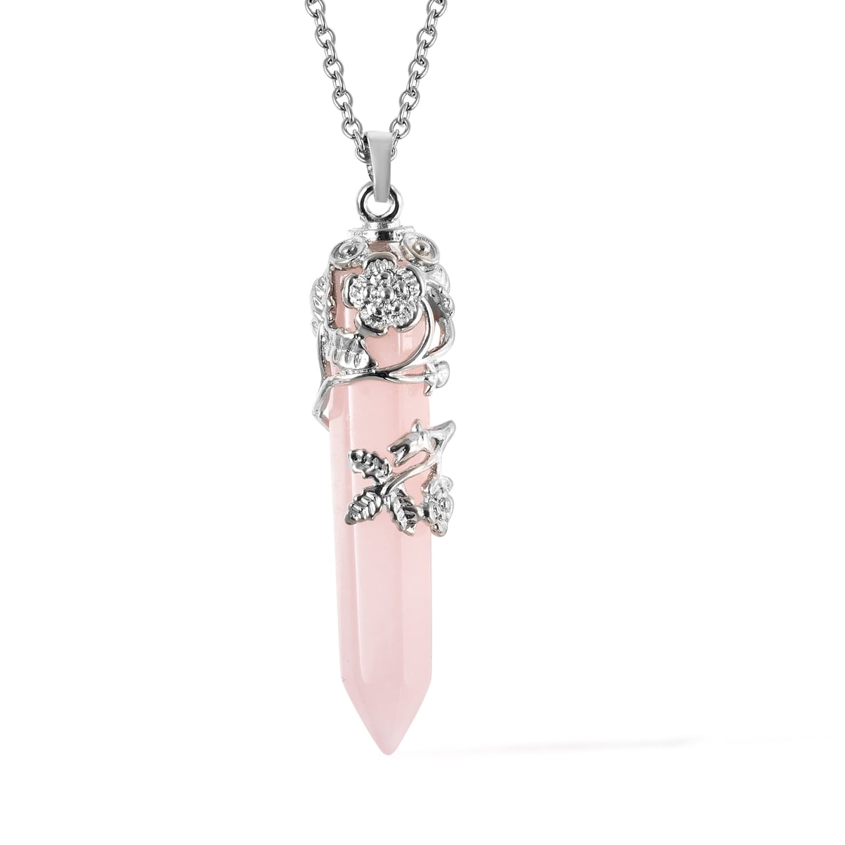 Rose Quartz Crystal Protection Necklace Gold Filled  for women 