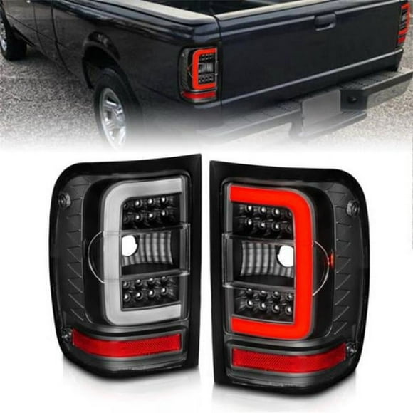 ANZO 311390 LED Tail Lights with Light Bar for 2001-2011 Ford Ranger, Black Housing & Clear Lens