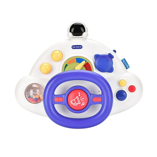 Juguete de volante, juguete simulador de conducción para niños, juguetes vocales con volante giratorio, Blanco