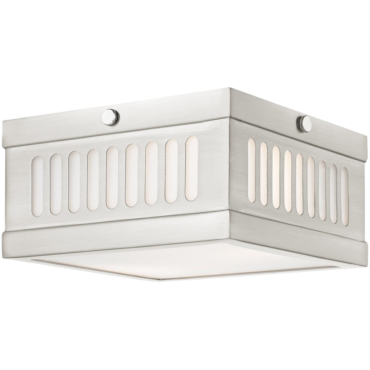 7.5 inch 2 Light Brushed Nickel Ceiling Light fixture with Hand Blown Satin Opal White Glass Shade