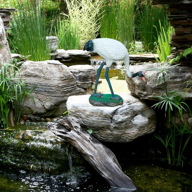 Outdoor Garden Animals Figurine Crane Sculptures Decorations Exquisite Yard  Art Decoy Bird Statues for Patio Porch Backgard Desktop DÃ©cor 13cm 