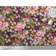 thumbnail image 2 of Soimoi polyester Crepe Fabric Leaves & Peony Floral Fabric Prints By Yard 42 Inch Wide, 2 of 3