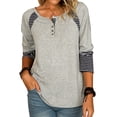 thumbnail image 4 of Innerwin T-shirt à Manches Longues pour Femmes T-shirt de Travail Rayé Cousu Gris m, 4 of 9