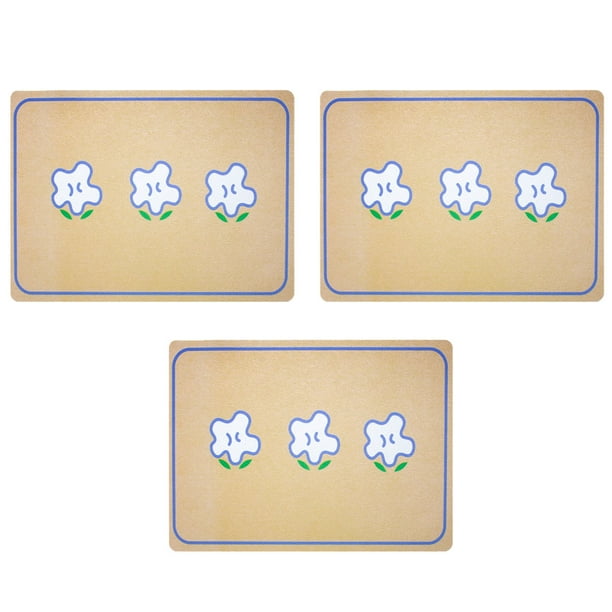 3 piezas de manteles individuales de PVC para el hogar, pequeños manteles individuales frescos, aislamiento térmico, lindos tapetes de cuero de dibujos animados para comida occidental, impermeables y